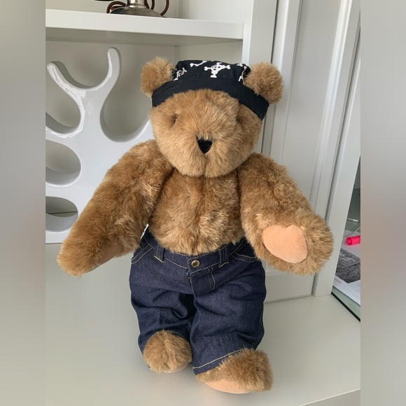 Vintage 2010 Biker VERMONT TEDDY BEAR Authentic Made in Vermont 15 Inches EUC - Picture 12 of 16